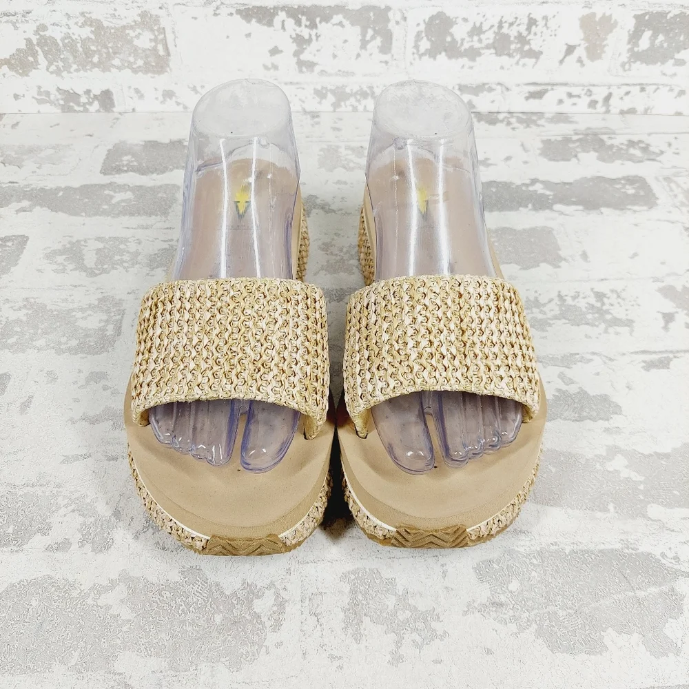 Volatile Tan Woven Platform Slide Sandals - Picture 7 of 12
